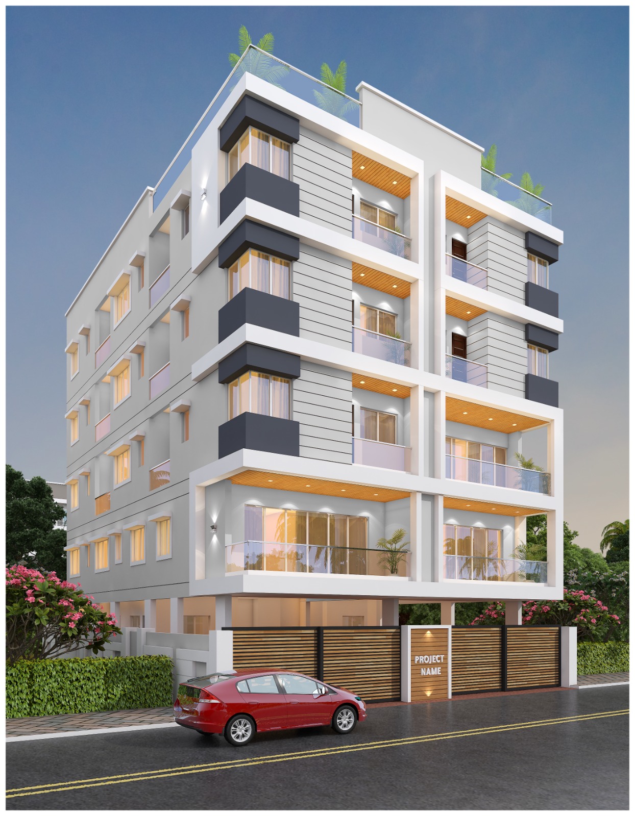 Modern Luxury Apartment Exterior – Elegant Urban Living Design.