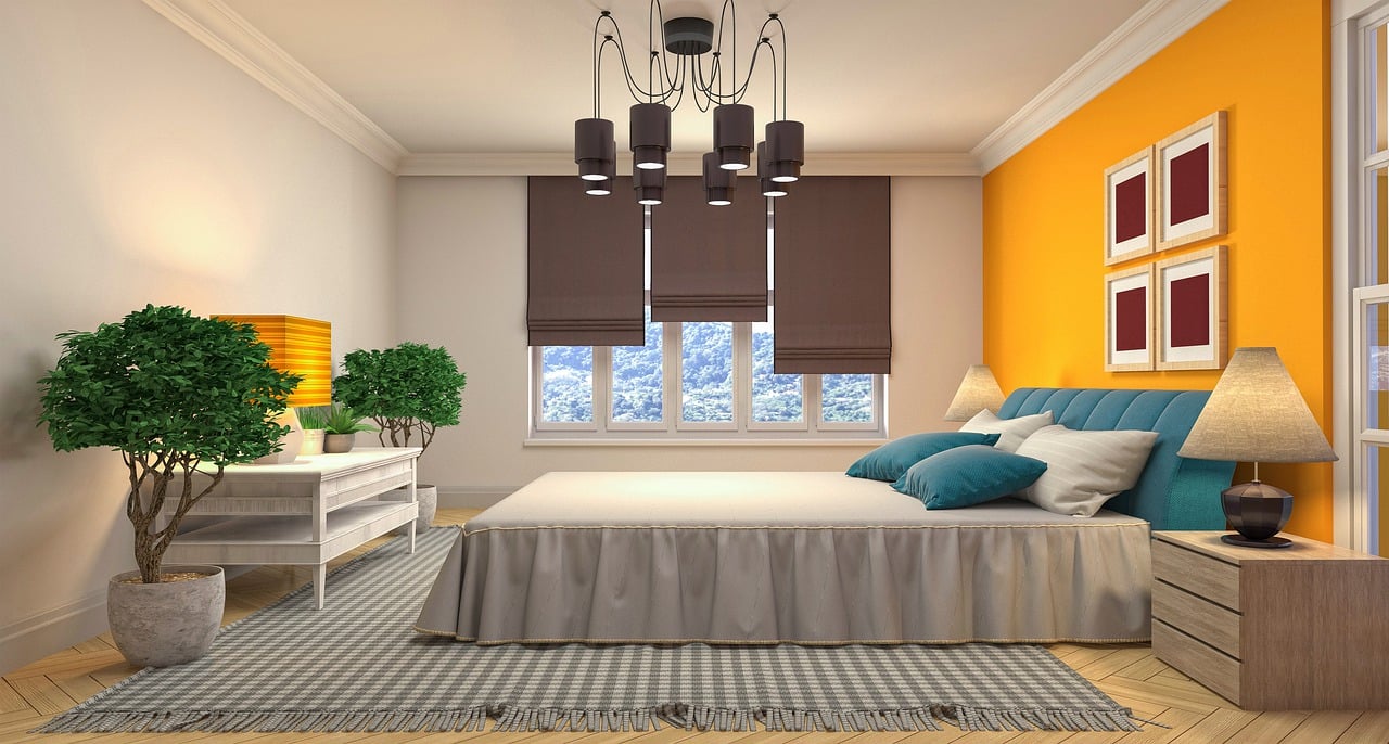 Cozy and Vibrant Bedroom with a Touch of Modern Elegance.