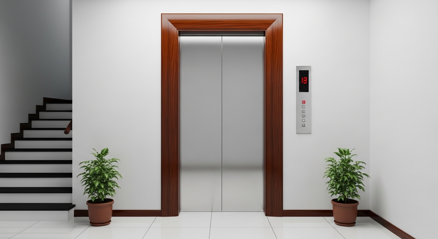 Elegant Home Elevator with Wooden Frame Design