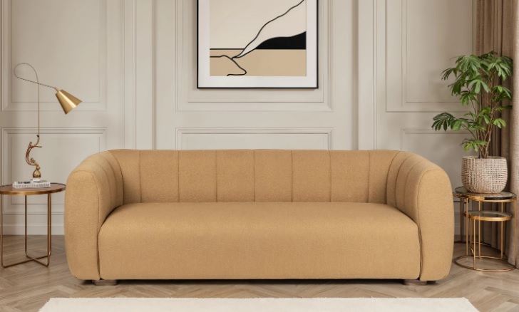 Modern Beige Fabric Sofa.